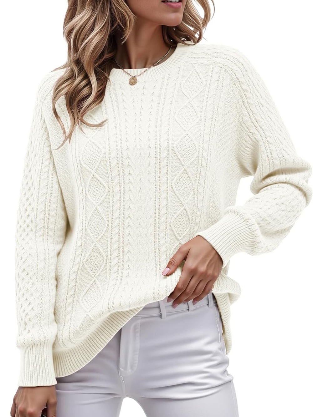 Cyrus Cream Cable Knit Sweater